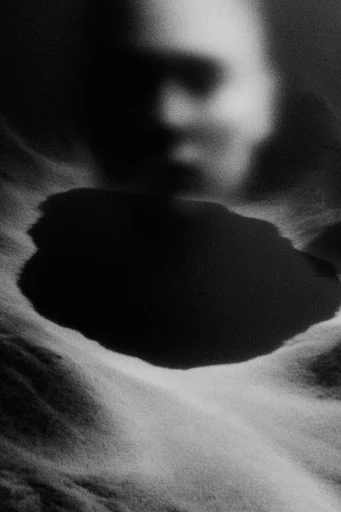 Ethereal Noir Granulation style reference image — heavy film grain