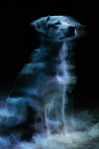 Luminescent Spectral Glitch style reference image — grainy film aesthetic