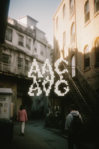 Luminous Typographic Realism style reference image — ASCII art overlay