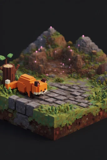 Charming Isometric Voxelworlds style AI image example 3