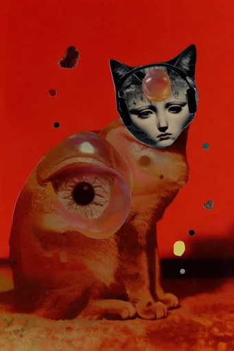 Surrealist Retro Collage style reference image — dreamlike juxtaposition