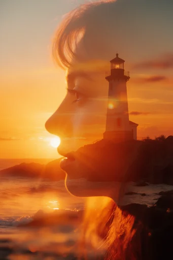 Ethereal Nostalgic Double-Exposure style reference image — warm amber glow