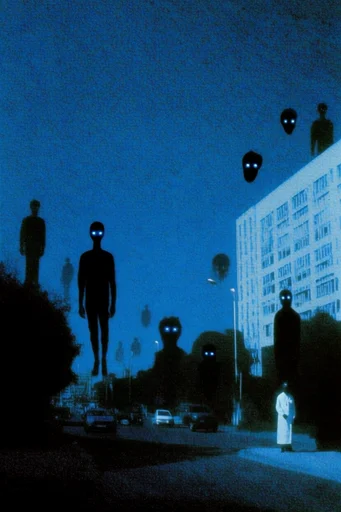 Nocturnal Cobalt Dreamscape style reference image — lo-fi digital decay