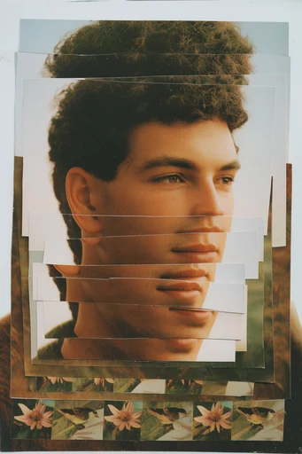Fragmented Analog Deconstruction style reference image — grid-based photo montage