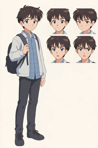Nostalgic Anime Blueprint style reference image — clean line art