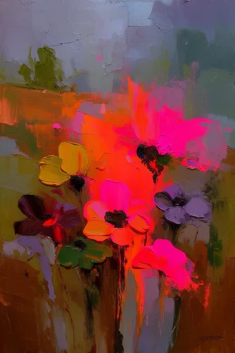 Neon Impasto Expressionism style reference image — contemporary abstract oil painting