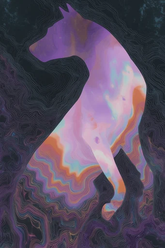 Ethereal Topographic Surrealism style reference image — glowing energy aura