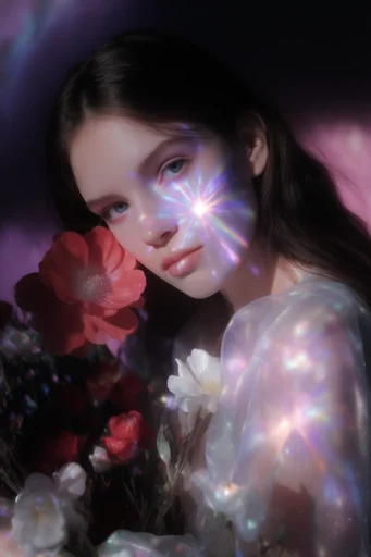 Ethereal Celestial Portraits style reference image — cosmic dust particles