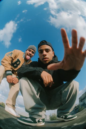 Dynamic Fisheye Pop style reference image — low-angle dynamic shot
