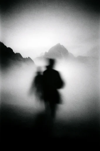 Ethereal Grain Noir style reference image — heavy film grain