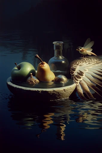 Submerged Twilight Surrealism style reference image — nocturnal water reflection