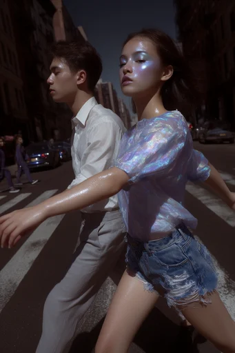 Luminous Cyber Noir style reference image — cyberpunk high-fashion