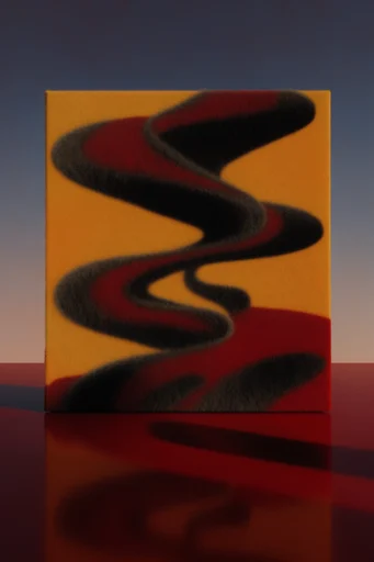 Crimson Grain Surrealism style reference image — crimson and black palette
