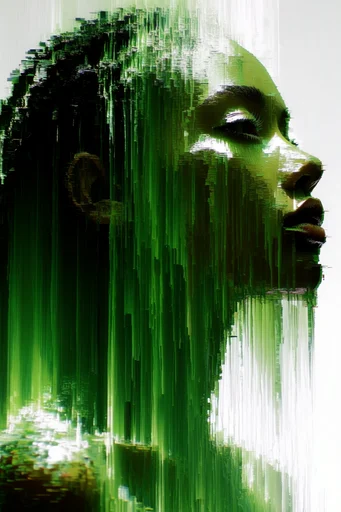 Ethereal Glitch Synthesis style reference image — liquid motion blur