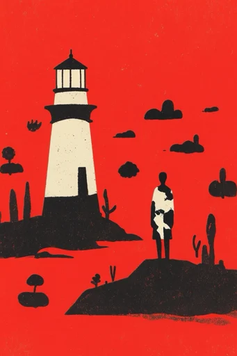 Crimson Noir Graphic style reference image — minimalist surrealism