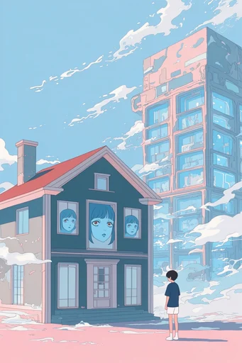 Graphic Surrealist Anime style AI image example 4