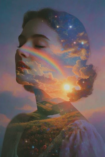 Luminous Cosmic Dreamscapes style reference image — painterly texture