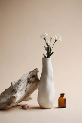 Tactile Earthy Minimalism style reference image — sculptural composition