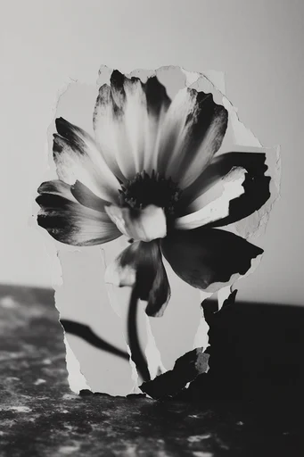 Monochrome Surrealist Deconstruction style reference image — chiaroscuro lighting
