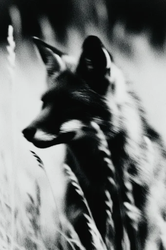 Monochrome Glitch Noir style reference image — heavy film grain