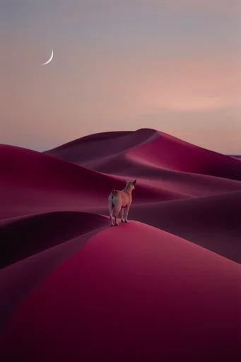Surreal Crimson Sands style reference image — crimson desert landscape