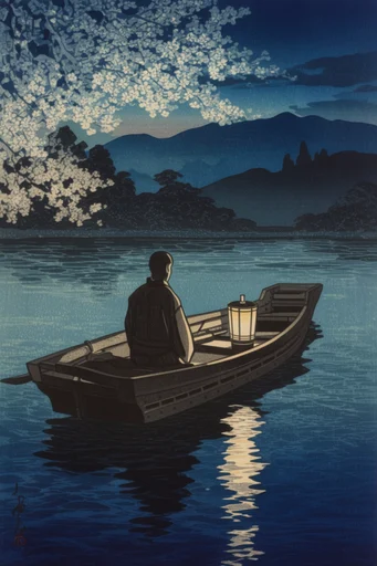 Atmospheric Shin-Hanga Nocturnes moodboard — generate AI images in this style