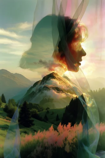 Ethereal Kinetic Surrealism style reference image — translucent drapery