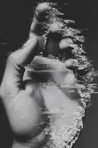 Gritty Noir Photocollage style reference image — halftone dot pattern