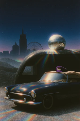 Luminescent Cosmic Surrealism style reference image — glitter texture