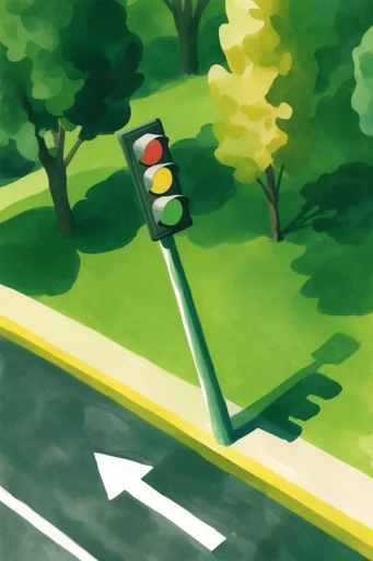 Sun-Drenched Gouache Vignettes style reference image — high-angle overhead perspective