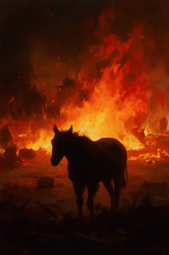 Apocalyptic Crimson Impressionism style AI image example 3