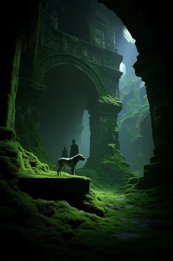 Velvet Moss Surrealism style reference image — biophilic decay