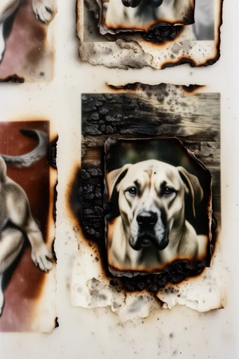 Deconstructed Archival Collage style reference image — singed edges