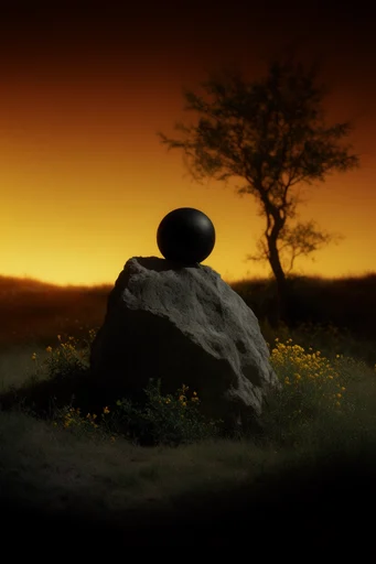 Surreal Amber Minimalist style reference image — dramatic chiaroscuro lighting