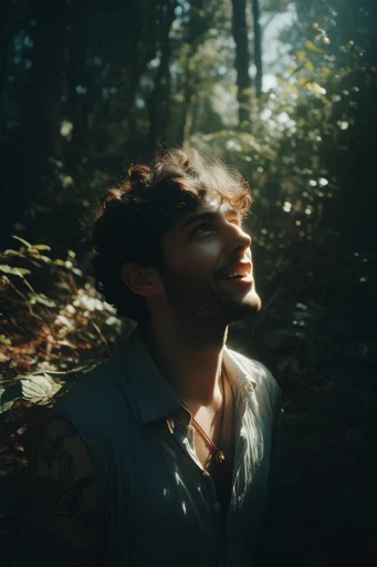 Cinematic Forest Chiaroscuro style reference image — ethereal light beams