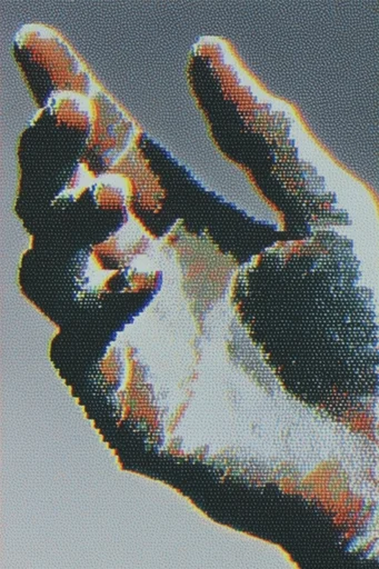 Glitch-Textured Urban Mosaic style reference image — digital glitch artifacts