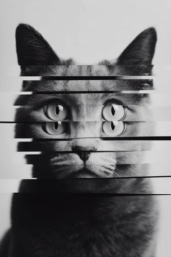 Monochrome Glitch Fragmentation style reference image — minimalist studio aesthetic
