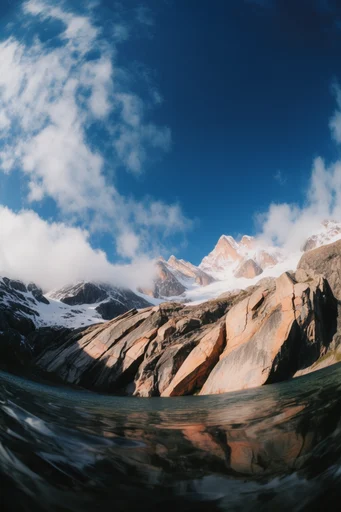 Dynamic Urban Fisheye style reference image — extreme low-angle perspective