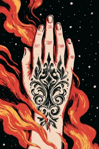 Crimson Occult Nouveau style reference image — high-contrast graphic illustration