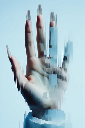 Ethereal Glitch Melancholy style reference image — glitch art