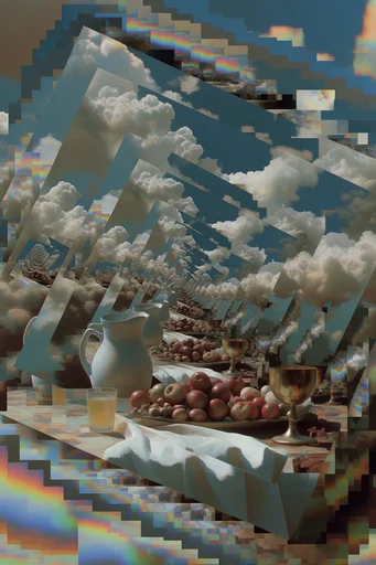 Recursive Voxel Surrealism style reference image — recursive droste spiral