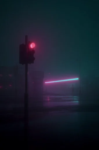 Cinematic Neon Noir style reference image — cyberpunk isolation