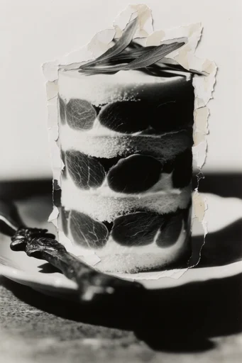 Monochrome Surrealist Collage style reference image — deconstructed composition