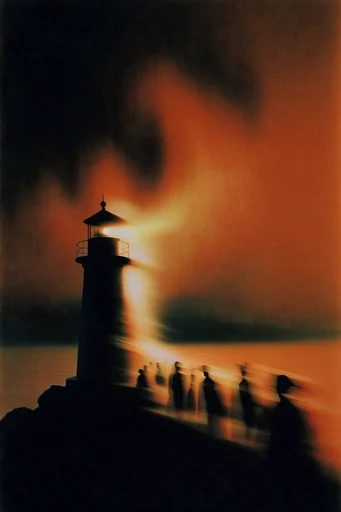 Nocturnal Kinetic Ember style reference image — amber light trails
