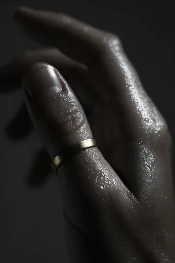 Gilded Obsidian Chiaroscuro style reference image — matte black textures