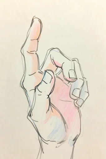 Raw Expressive Sketchbook style reference image — textured paper background