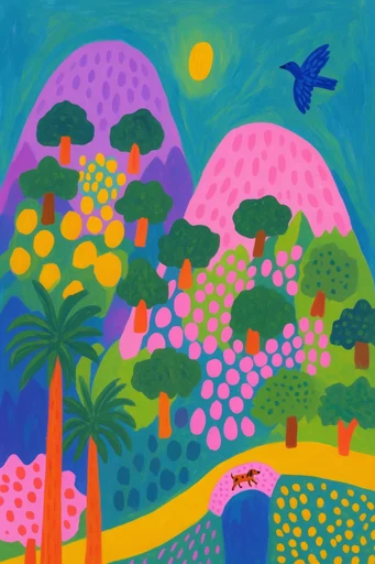 Vibrant Naive Collage style reference image — naive folk art