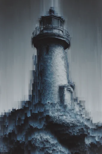 Ethereal Glitch Melancholy style reference image — monochromatic cool tones