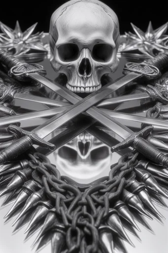 Industrial Chrome Gothic style reference image — high-contrast monochrome