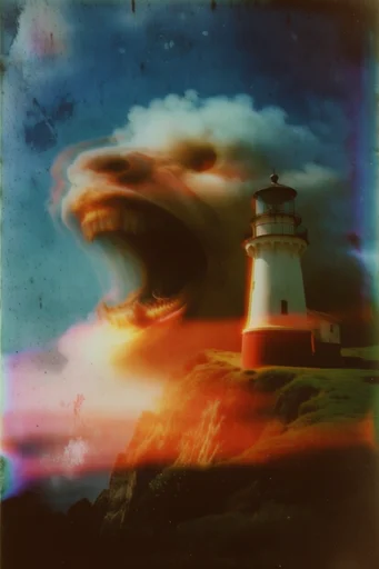 Ethereal Analog Decay style reference image — distressed film grain